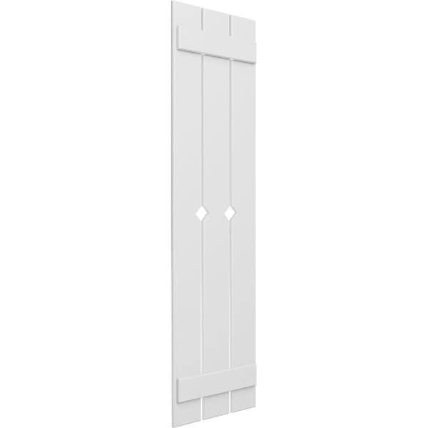 True Fit PVC Three Board Spaced Board-n-Batten Shutters W/Diamond Cutout Unfinished , 17 1/8Wx79H